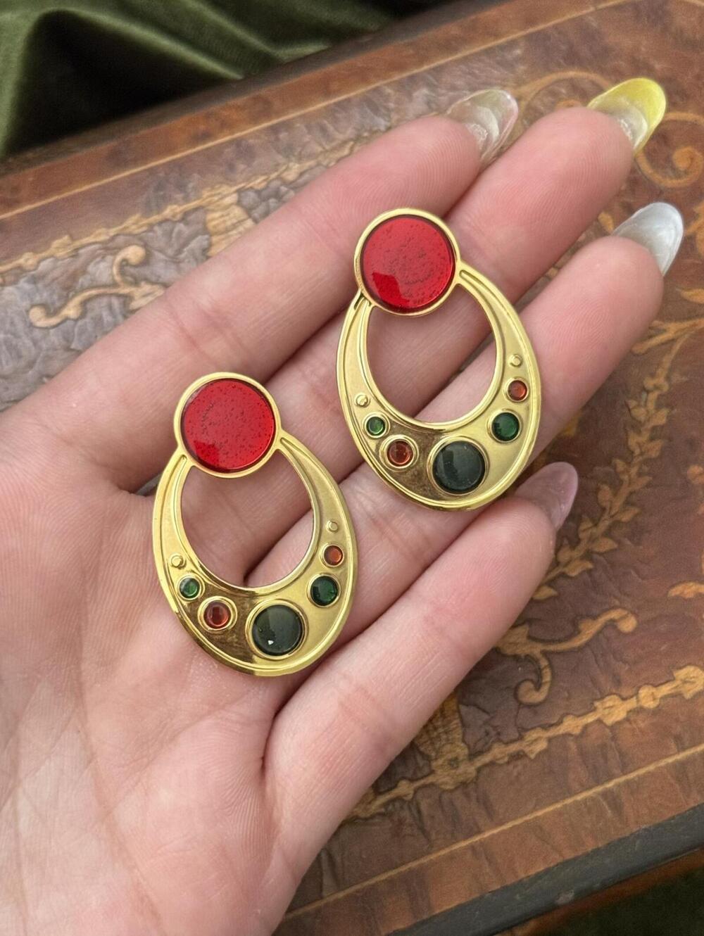 Vintage Enamel Colorful Post Earrings